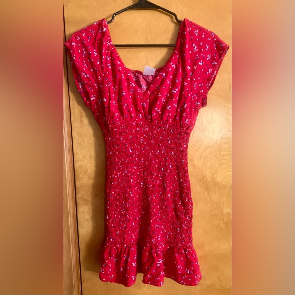 Girls red ruched dress